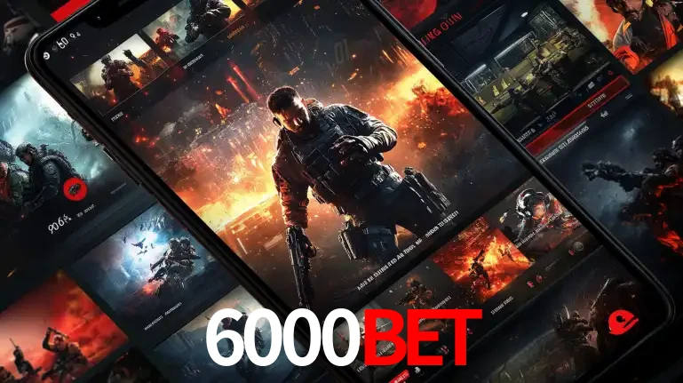 Tela de um celular exibindo uma galeria de jogos de tiro com temática militar, mostrando a variedade de e-sports disponíveis para apostas na plataforma de entretenimento 6000bet.