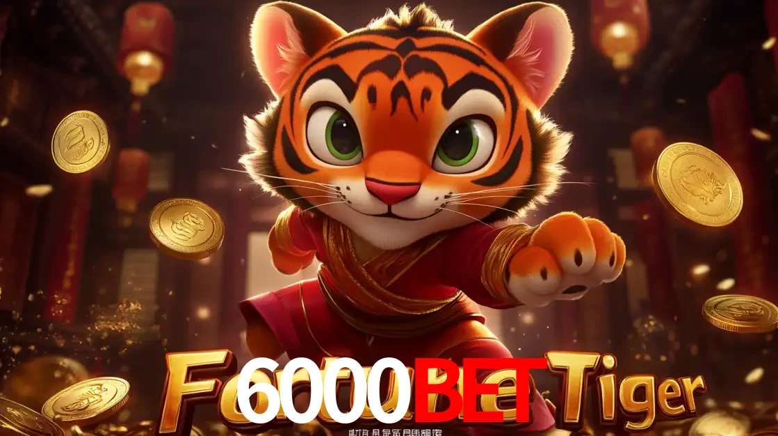 O carismático mascote do jogo de slot Fortune Tiger, um tigre fofo em pose de artes marciais, pronto para trazer sorte e multiplicadores de ganhos no cassino online 6000bet.